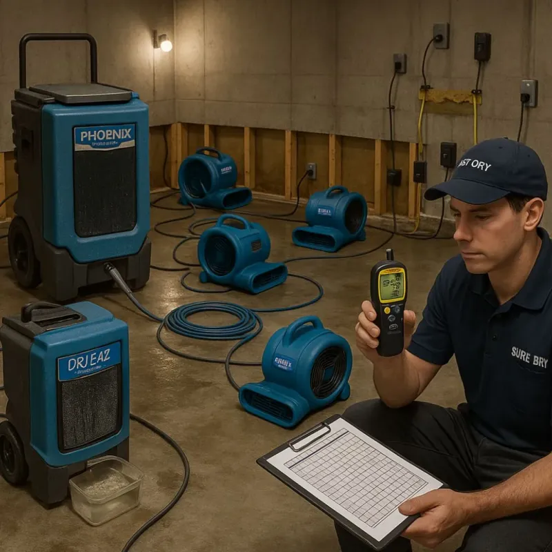 Structural Drying and Dehumidification process in Saint Elmo, IL